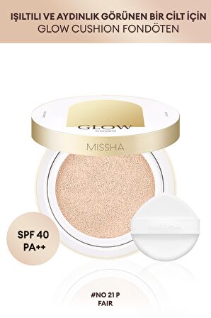 Işıltılı ve Cam Cilt Görünüm Sunan Hafif Dokulu Cushion SPF40++ Glow Cushion (No.21P)