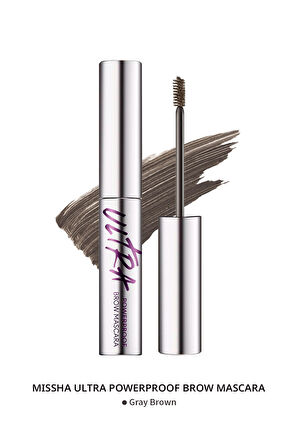 Doğal Görünüm Sağlayan İnce ve Üçgen Fırçalı Kaş Maskaras Ultra Powerproof Brow Mascara (Gray Brown)