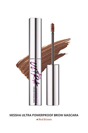 Doğal Görünüm Sağlayan İnce ve Üçgen Fırçalı Kaş Maskarası Ultra Powerproof Brow Mascara (Red Brown)