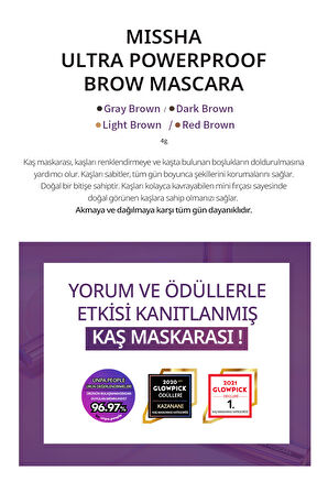 Doğal Görünüm Sağlayan İnce ve Üçgen Fırçalı Kaş Maskarası Ultra Powerproof Brow Mascara (Red Brown)