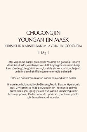 Kırışıklık ve Sarkma Karşıtı Bakım Sunan  Yaprak Maske CHOGONGJIN Youngan Jin Mask