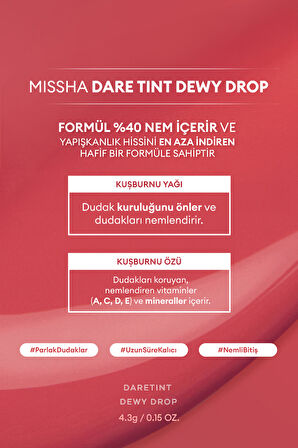 Uzun Süre Kalıcı, Nemli Bitiş Sunan Parlak Tint Dare Tint Dewy Drop (Peachy Glass)