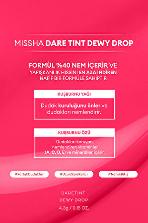 Uzun Süre Kalıcı, Nemli Bitiş Sunan Parlak Tint Dare Tint Dewy Drop (Pink Pebble)