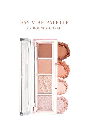 Yoğun Pigmentli Mat ve Işıltılı Tonlar Barındıran 4'lü Far Paleti Day Vibe Palette (#2 Bouncy Coral)