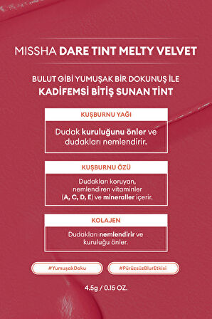 Uzun Süre Kalıcı, Bulaşma Yapmayan, Kadifemsi Bitiş Sunan Tint Dare Tint Melty Velvet (Rosy Lofi)