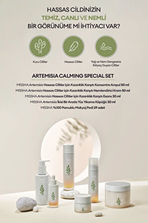 Artemisia Annua Özü İçeren Hassas Ciltler İçin Kızarıklık Karşıtı Bakım Seti Artemisia Calming Set