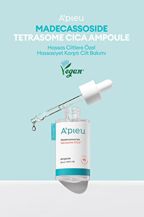 Hassas ve Yıpranmış Ciltler için Cica İçerikli Ampul  A'PIEU Madecassoside Tetrasome Cica Ampoule