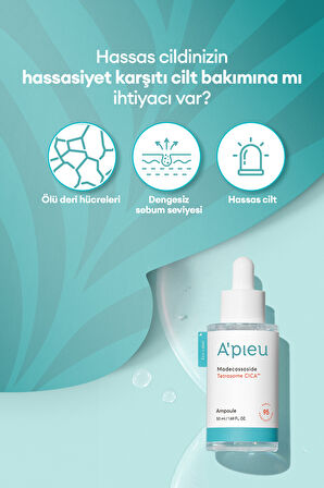 Hassas ve Yıpranmış Ciltler için Cica İçerikli Ampul  A'PIEU Madecassoside Tetrasome Cica Ampoule