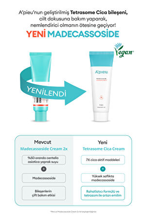 Hassas ve Yıpranmış Ciltler için Cica İçerikli Krem A'PIEU Madecassoside Tetrasome Cica Cream 50ml