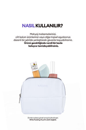 Orta Boy Dolgulu Beyaz Makyaj Çantası MISSHA White Padding Pouch