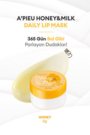 Bal ve Süt Özlü Besleyici ve Nemlendirici Dudak Maskesi A'PIEU Honey & Milk Daily Lip Mask (Honey)