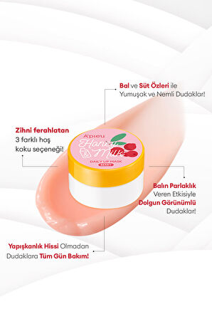 Bal ve Süt Özlü Besleyici ve Nemlendirici Dudak Maskesi A'PIEU Honey & Milk Daily Lip Mask (Berry)