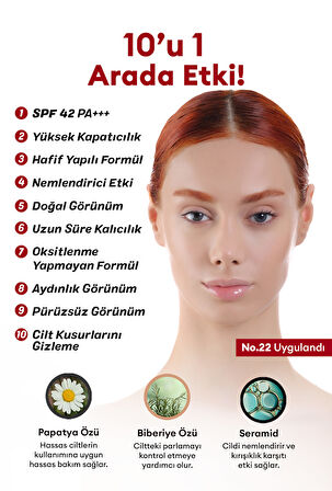 Mükemmel Kapatıcılık Sunan Çok Fonksiyonlu M Perfect Cover BB Cream Ex SPF42 PA+++ No.22 (20ml)