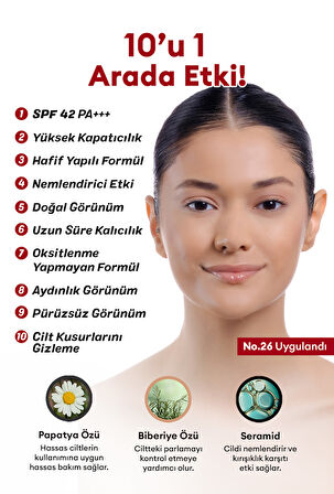 Mükemmel Kapatıcılık Sunan Çok Fonksiyonlu M Perfect Cover BB Cream Ex SPF42 PA+++ No.26 (20ml)