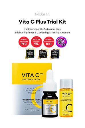 C Vitamini İçerikli, Leke Karşıtı, Deneme Boyu Cilt Bakım Seti Vita C Plus Trial Kit (Toner&Ampoule)
