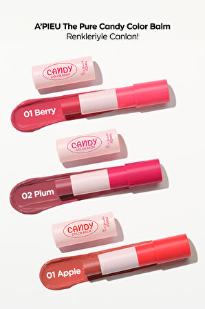 Şeker Gibi Parlayan ve Nemlendiren Dudak Balmı A'PIEU The Pure Candy Color Balm (No.01 Berry)