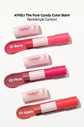 Şeker Gibi Parlayan ve Nemlendiren Dudak Balmı A'PIEU The Pure Candy Color Balm (No.03 Apple)