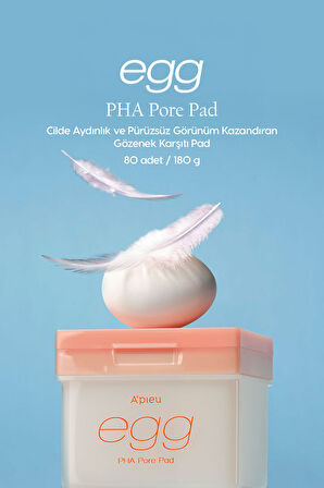 Cilde Aydınlık & Pürüzsüz Görünüm Kazandıran Gözenek Karşıtı Cilt Bakım Pedi A'PIEU Egg Pha Pore Pad
