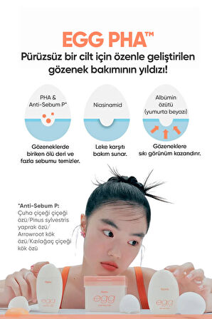 Cilde Aydınlık & Pürüzsüz Görünüm Kazandıran Gözenek Karşıtı Cilt Bakım Pedi A'PIEU Egg Pha Pore Pad
