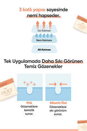 Cilde Aydınlık & Pürüzsüz Görünüm Kazandıran Gözenek Karşıtı Cilt Bakım Pedi A'PIEU Egg Pha Pore Pad