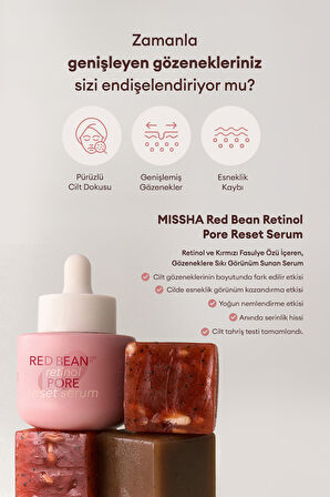 Retinol ve Kırmızı Fasulye Özlü, Sıkı Görünüm Sunan Serum Red Bean Retinol Pore Reset Serum
