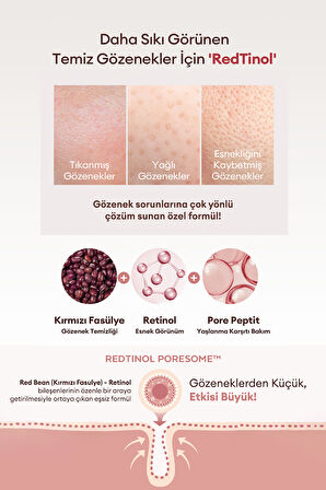 Retinol ve Kırmızı Fasulye Özlü, Sıkı Görünüm Sunan Serum Red Bean Retinol Pore Reset Serum