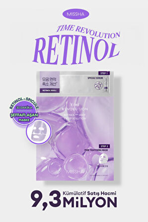 Retinol İçerikli 2 Adımlı Jel Maske MISSHA Time Revolution Retinol 1000 Shot 2 Step Solution Mask