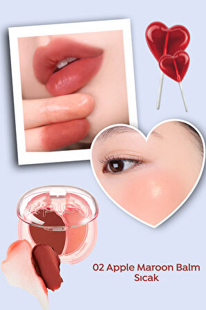 Kalıcı Dudak & Yanak Balmı A'PIEU Juicy-Pang Mood Blending Lip&Cheek Balm (02 Apple Maroon Balm)