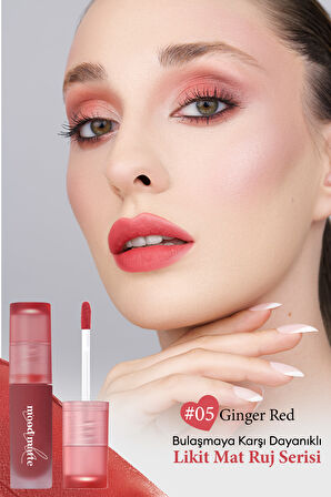 Mat Bitişli, Dolgun ve Pürüzsüz Görünüm Sunan Tint Peripera Ink Mood Matte Tint (05 Ginger Red)