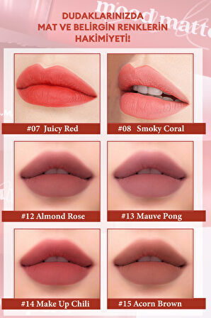 Mat Bitişli, Dolgun ve Pürüzsüz Görünüm Sunan Tint Peripera Ink Mood Matte Tint (05 Ginger Red)