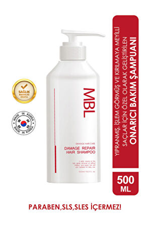 MBL Damage Repair Şampuan – İşlem Görmüş Yıpranmış Saçlar İçin Özel Bakım Şampuanı 500ML