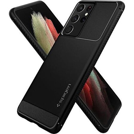 Spigen Samsung Galaxy S21 Ultra Kılıf Rugged Armor Matte Black - ACS02349