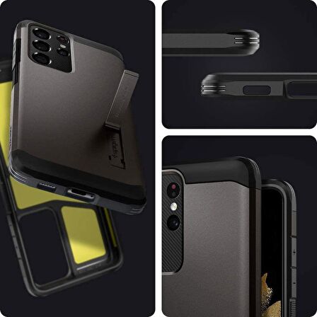 Spigen Galaxy S21 Ultra ile Uyumlu Kılıf Tough Armor Gunmetal