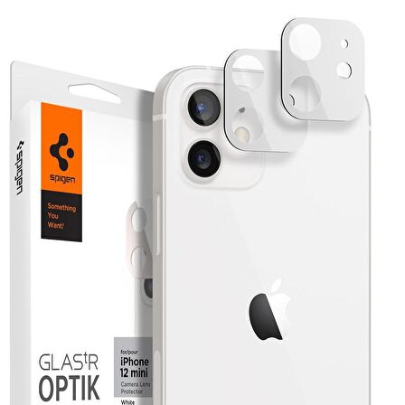Spigen iPhone 12 Mini Kamera Lens Cam Ekran Koruyucu Glas.tR Optik (2 Adet) White