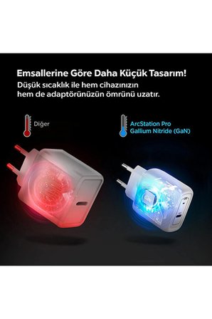 Spigen ACH02589 45 Watt Hızlı Şarj Aleti Beyaz