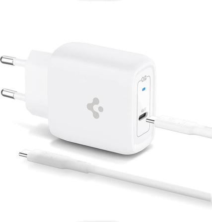 Spigen 45W USB-C Hızlı Şarj Aleti + Örgü Şarj Kablo Samsung PPS 2.0 / Isı Düşürücü GaN Akım Korumalı PD 3.0 Protokol Güç Adaptörü Super Hızlı Şarj iPhone & Android & iPad & MacBook Type-C - ACH02589 Outlet