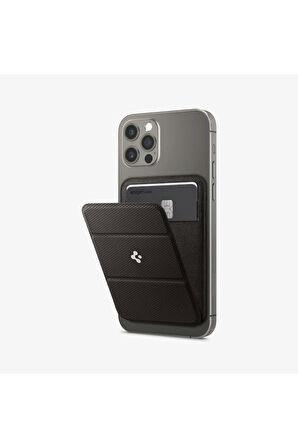 Spigen Apple iPhone 15 / iPhone 14 / iPhone 13 / iPhone 12 Serileri için Smart Fold Manyetik Cüzdan MagSafe Gunmetal Outlet