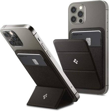 Spigen MagFit iPhone için MagSafe özellikli Kartlı Manyetik Cüzdan Smart Fold Wallet Gunmetal - AMP02766 Teşhir