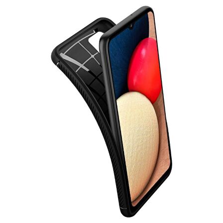 Spigen Galaxy F02s / M02s / A02s ile Uyumlu Kılıf Rugged Armor Matte Black