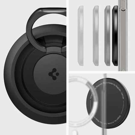 Spigen MagSafe Destekli Modeller ile Uyumlu Telefon Tutucu Halka O-Mag Mag Fit Ring Siyah - AMP03120 (Spigen TR Garantili) - Outlet