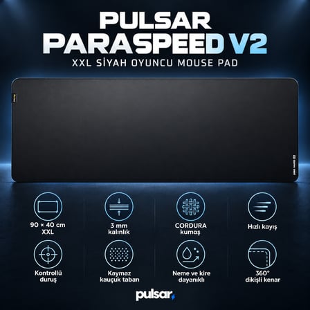 Pulsar ParaSpeed V2 90×40 3mm XXL Siyah Mouse Pad (PMP12XXLB)