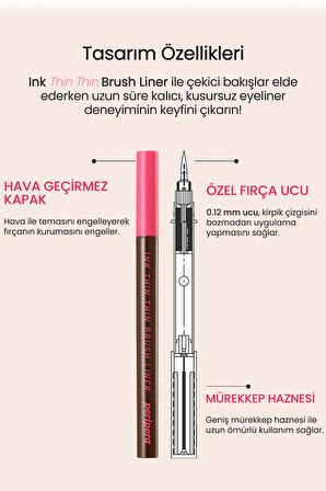 Ultra İnce, Kolay Uygulanabilen Kalem Eyeliner PERIPERA Ink Thin Thin Brush Liner (02 Brown Film)