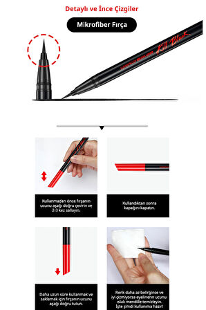 Sünger Uçlu, Suya Dayanıklı Kalem Eyeliner Clio Superproof Pen Liner Kill Black (01 Black)