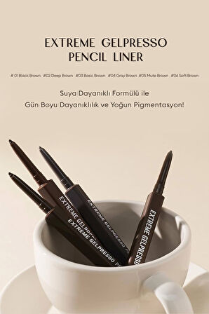 Suya Dayanıklı, Gün Boyu Kalıcı Kalem Eyeliner Clio Extreme Gelpresso Pencil Liner (01 Black Brown)