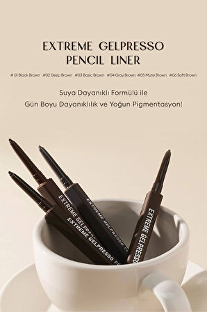 Suya Dayanıklı, Gün Boyu Kalıcı Kalem Eyeliner Clio Extreme Gelpresso Pencil Liner (02 Deep Brown)