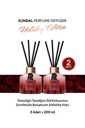 Holiday Serisi Parfüm Difüzörü KUNDAL Perfume Diffuser Holiday Edition 200ml 2Adet (Rose Wood)