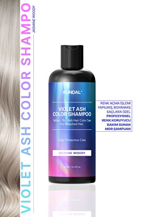 Sarı- Küllü Saçlara Özel Renk Koruyucu Bakım Şampuanı KUNDAL Ash Color Shampoo 300 ml(Jasmine Wooody