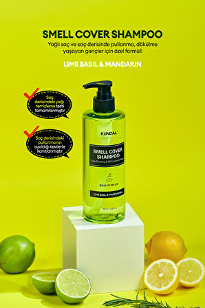 Gençler İçin Sebum Dengeleyici Şampuan KUNDAL Smell Cover Shampoo 400 ml (Lime Basil & Mandarin)