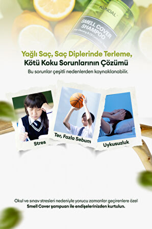 Gençler İçin Sebum Dengeleyici Şampuan KUNDAL Smell Cover Shampoo 400 ml (Lime Basil & Mandarin)