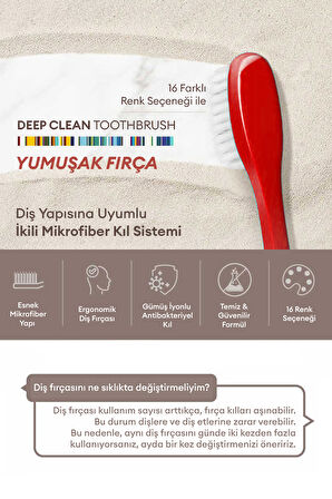 Antibakteriyel Diş Fırçası - Yumuşak (Soft) KUNDAL Deep Clean Toothbrush Soft Type 16 (Set)